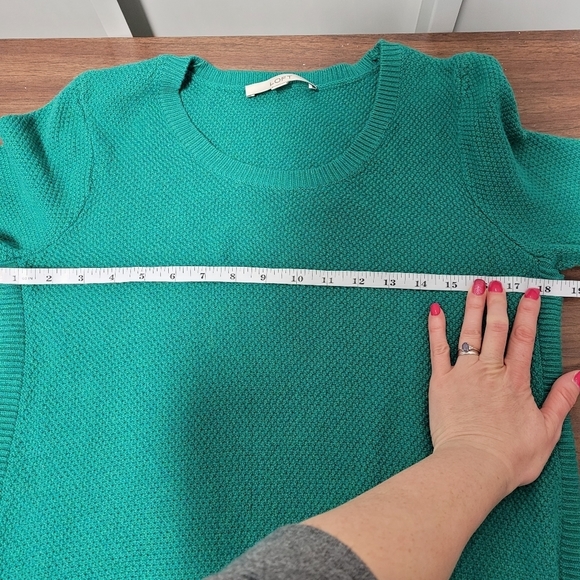 Loft Women's Size Small Green Knit Crew Neck Sweater Comfortable Textured - Picture 10 of 13